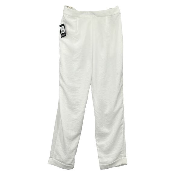 Badgley Mischka Studio Women's Size 6 Dress Pants Ivory White Cuffed Hem NWT - Picture 2 of 7